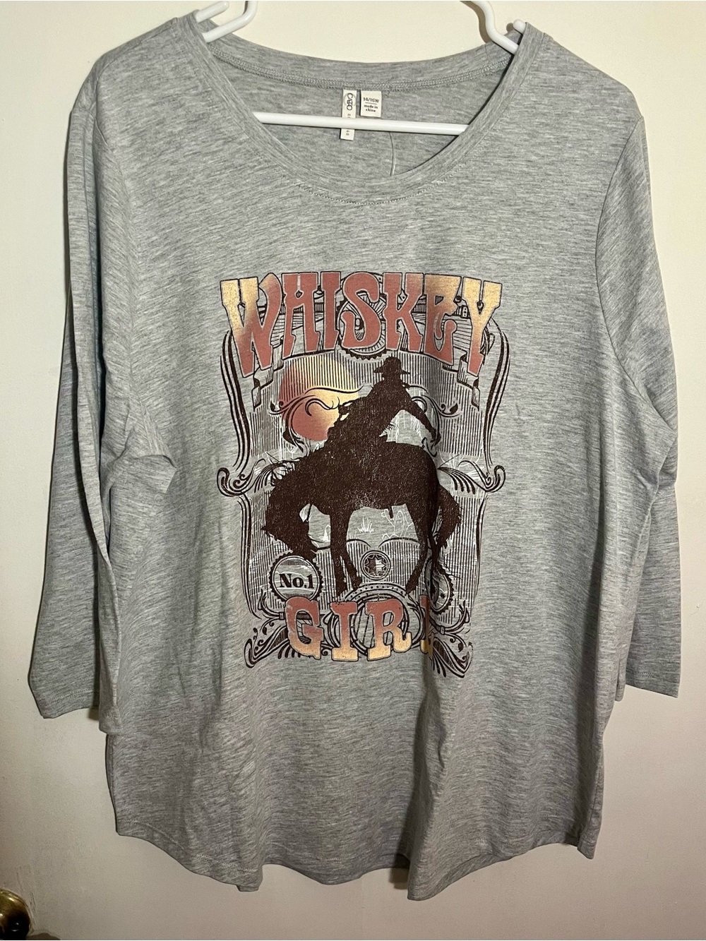 Cato  Whisky Girl Gray Long Sleeve Graphic Tee